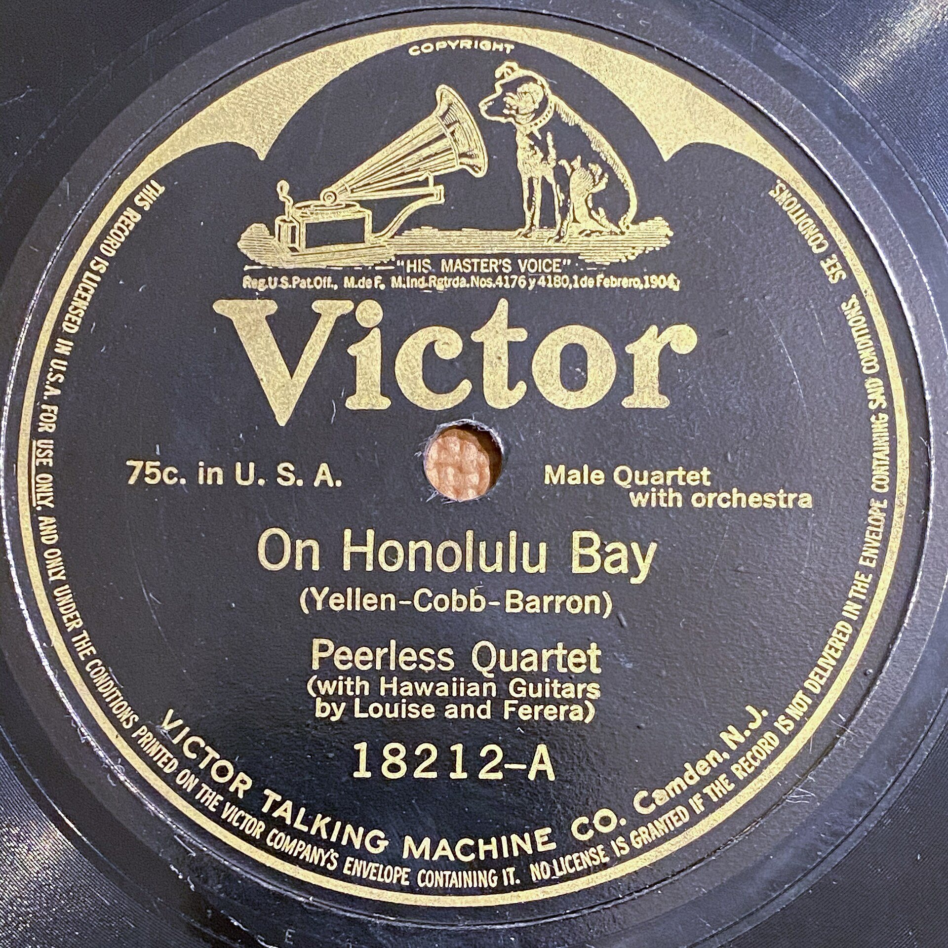 A Victor 78 rpm label (1916)